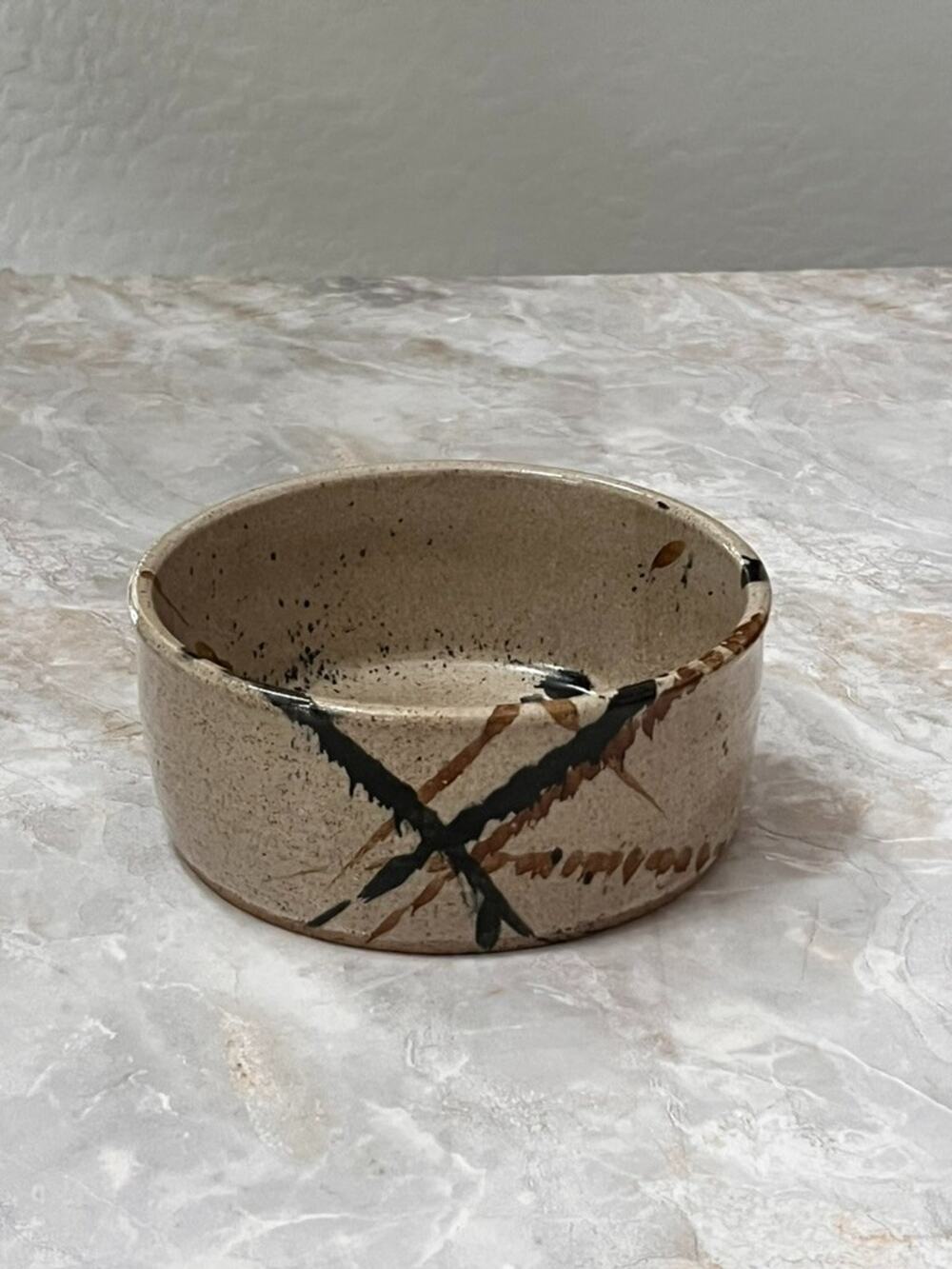 Studio Art Pottery Stoneware Bowl 6.6" Speckled With Splatter Abstract